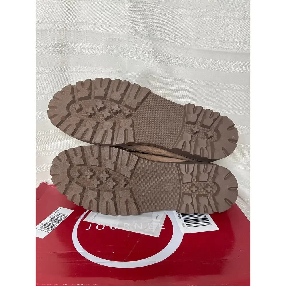 Journee Collection Jessamey Horse Bit Loafer Flats Taupe Suede Size 8.5
